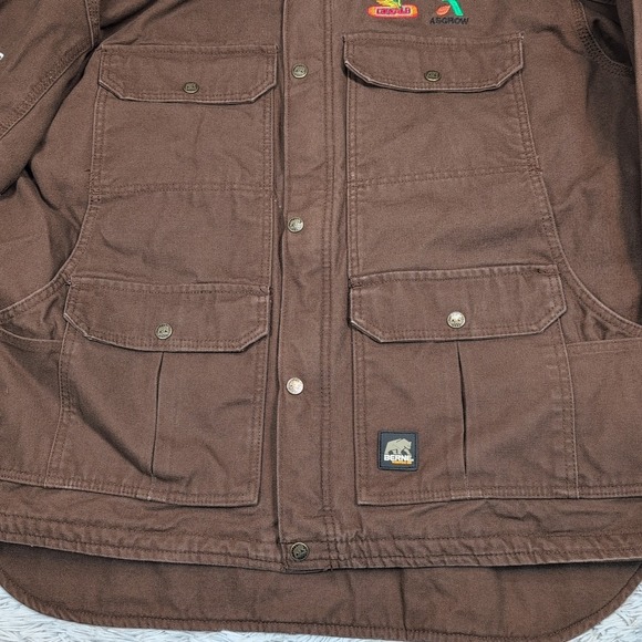 Berne Jacket Mens L Brown Hood Canvas Barn Chore Coat Work Pockets Farmer Seed - Picture 8 of 16